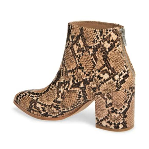 NWT Steve Madden Juliana Snakeskin Embossed Pointed Toe Block Heel Ankle Booties - Picture 3 of 10